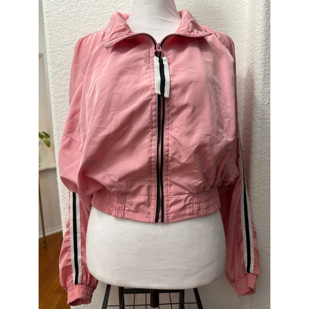 Love Tree Pink Cropped Windbreaker Jacket Full Zip Size Medium